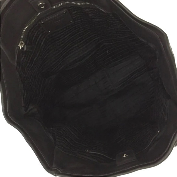 Prada Hand Bag, Black Leather Logo Shoulder Bag - Picture 9 of 9